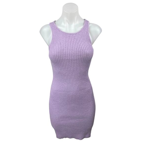 NEW Emory Park Ruby & Jenna Purple Sleeveless Mini Bodycon Sweater Tank Dress M - Picture 1 of 5